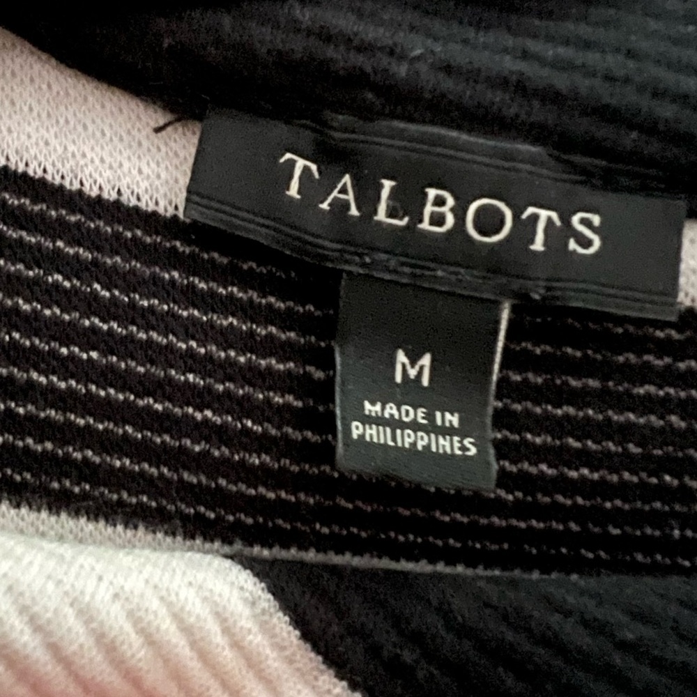Vintage Talbots Mod 60s Vibes Black and White Striped Women's top Size medium - Picture 7 of 17